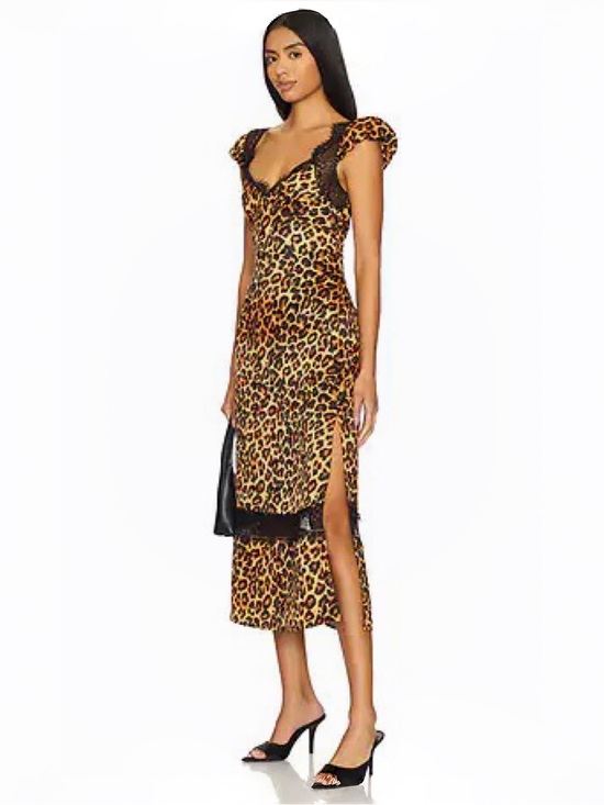 Free People Dresses & Skirts - Free People Foolish Heart Leopard Print Lace Midi Dress Sz XS MSRP $128 NEW